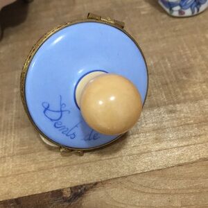 Blue Pacifier for Baby Porcelain Limoges Trinket Box